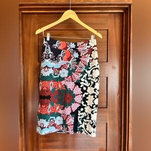 Maeve Red and Blue Textured Skirt